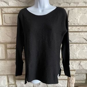 Susina Black Knit High Low Hem Scoop Neck Sweater Size M